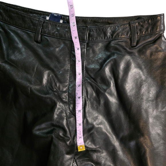 Vintage 90s Y2K Ann Taylor Loft Black Leather Straight Leg Pants 8p - Picture 6 of 7